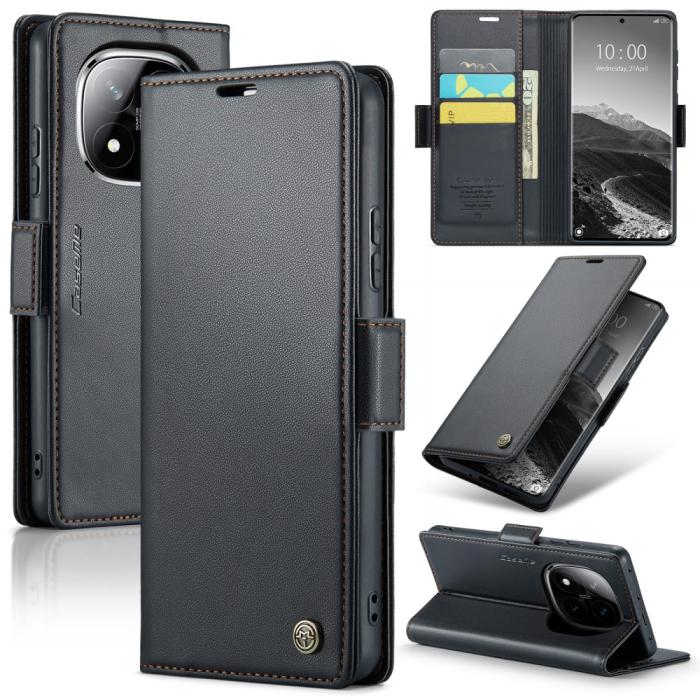 Bild 1, CASEME Redmi Note 14 Pro/Pro Plus 5G Fodral RFID Läder Svart