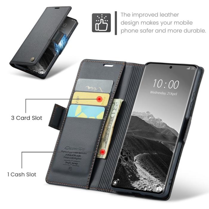 Bild 6, CASEME Redmi Note 14 Pro/Pro Plus 5G Fodral RFID Läder Svart