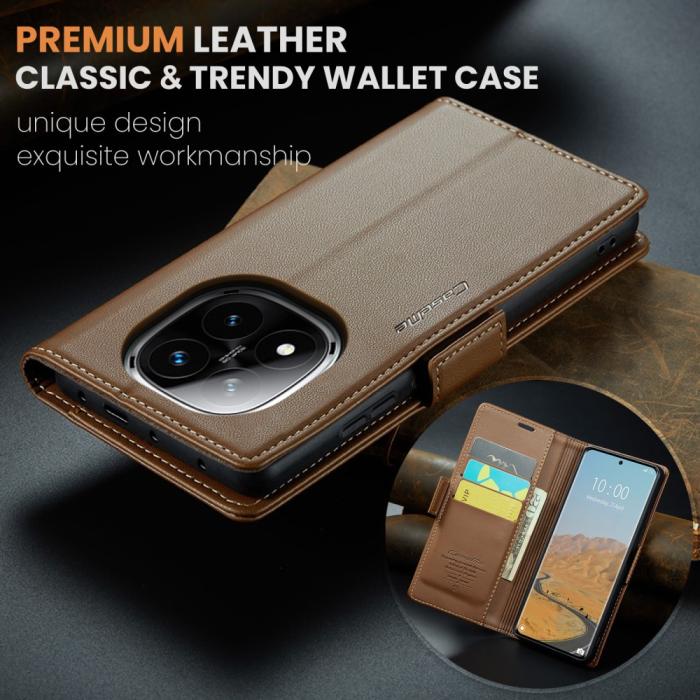 Bild 5, CASEME Redmi Note 14 Pro/Pro Plus 5G Fodral RFID Läder Brun