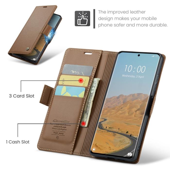 Bild 6, CASEME Redmi Note 14 Pro/Pro Plus 5G Fodral RFID Läder Brun