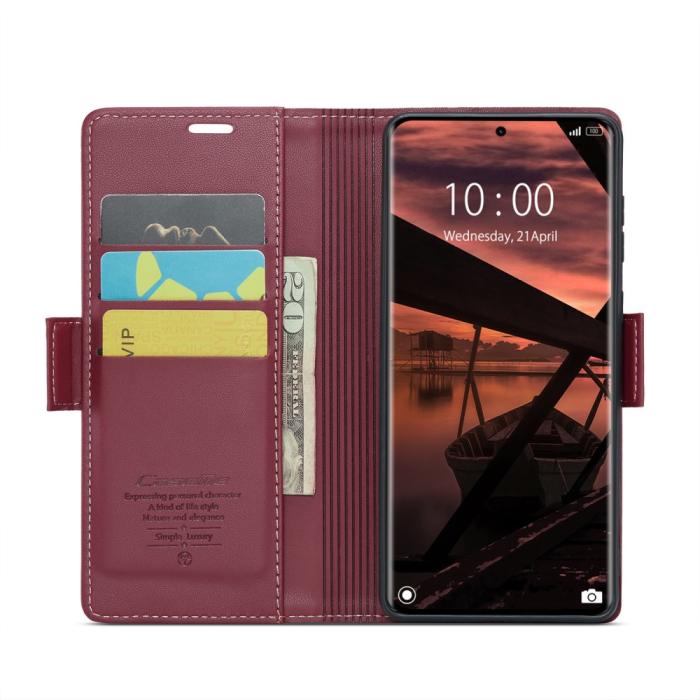 Bild 3, CASEME Redmi Note 14 Pro/Pro Plus 5G Fodral RFID Läder Röd