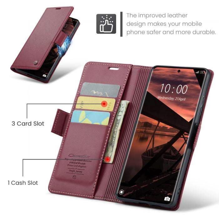 Bild 6, CASEME Redmi Note 14 Pro/Pro Plus 5G Fodral RFID Läder Röd
