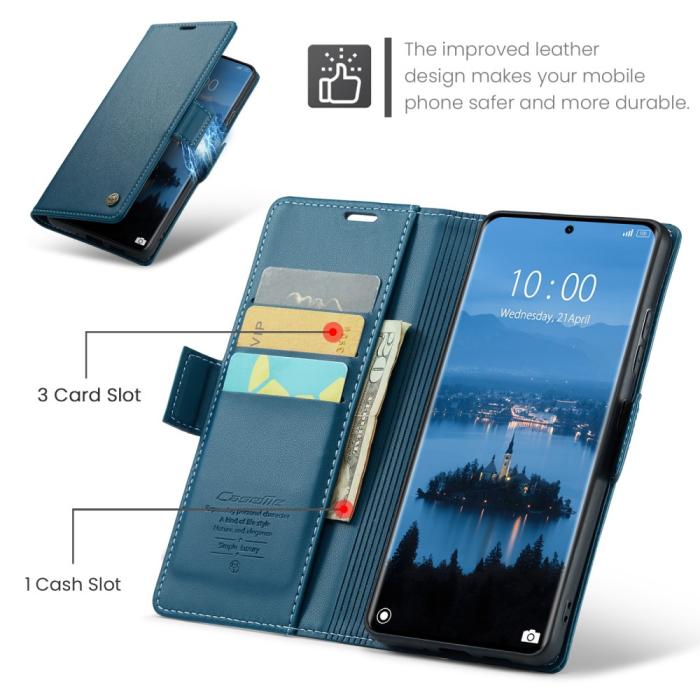 Bild 6, CASEME Redmi Note 14 Pro/Pro Plus 5G Fodral RFID Läder Blå