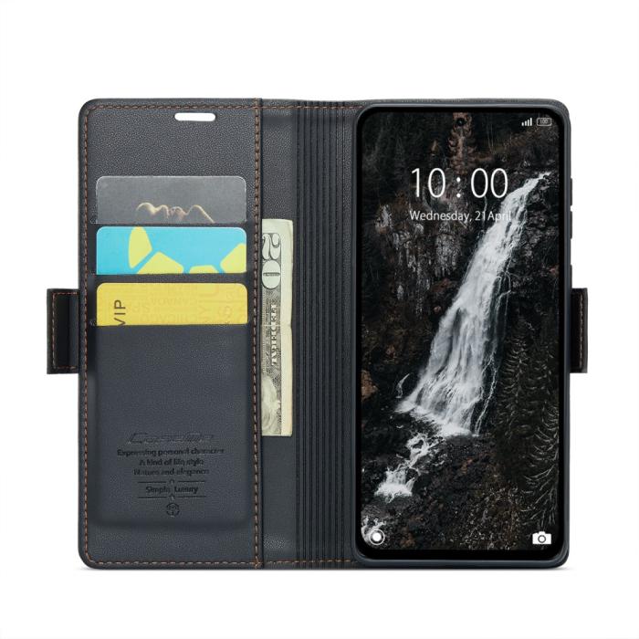 Bild 3, CASEME Xiaomi Redmi Note 14 5G Fodral RFID Läder Svart