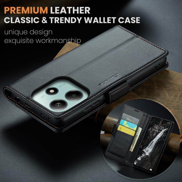 Bild 5, CASEME Xiaomi Redmi Note 14 5G Fodral RFID Läder Svart