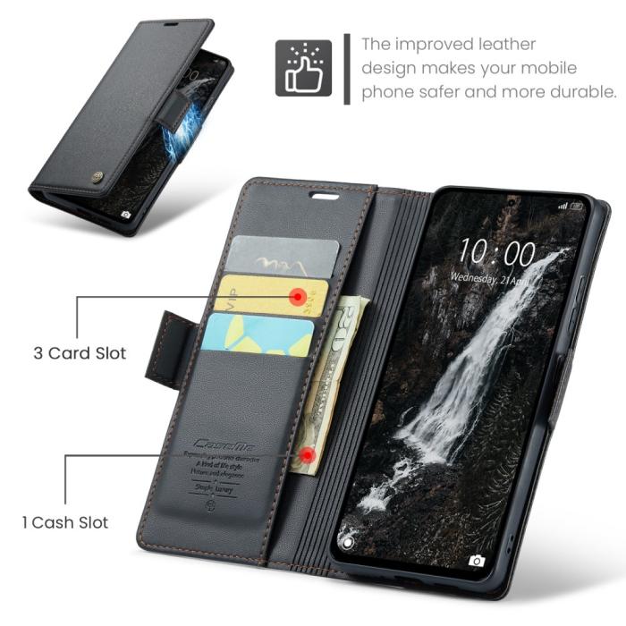 Bild 6, CASEME Xiaomi Redmi Note 14 5G Fodral RFID Läder Svart