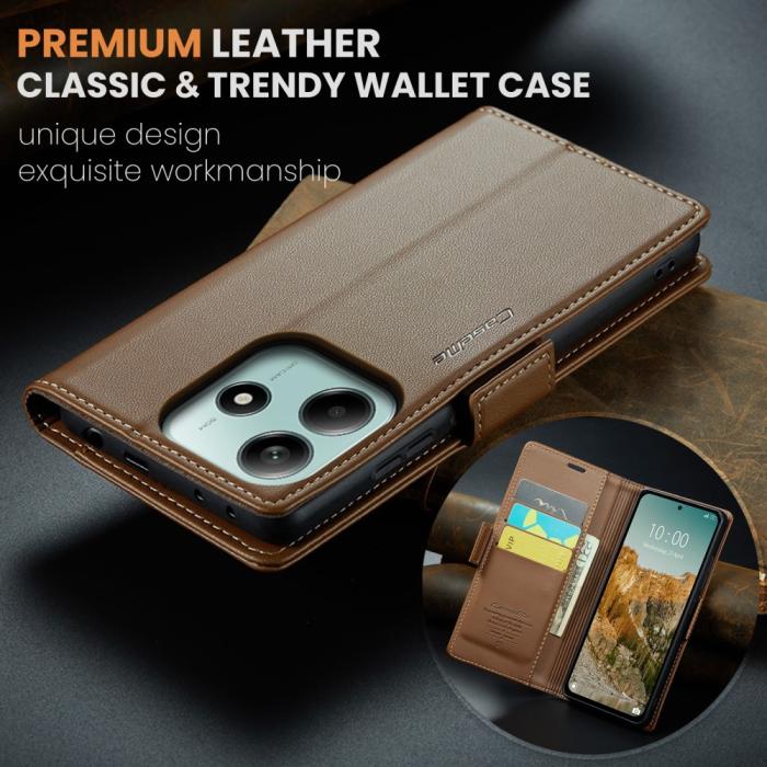Bild 5, CASEME Xiaomi Redmi Note 14 5G Fodral RFID Läder Brun