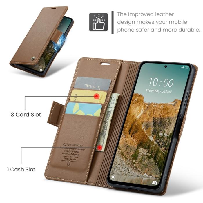 Bild 6, CASEME Xiaomi Redmi Note 14 5G Fodral RFID Läder Brun