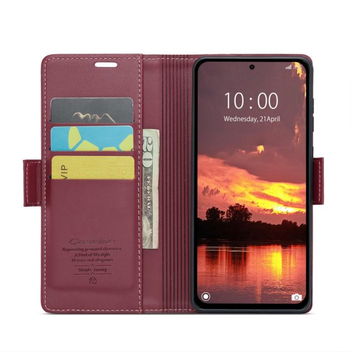 Bild 3, CASEME Xiaomi Redmi Note 14 5G Fodral RFID Läder Röd