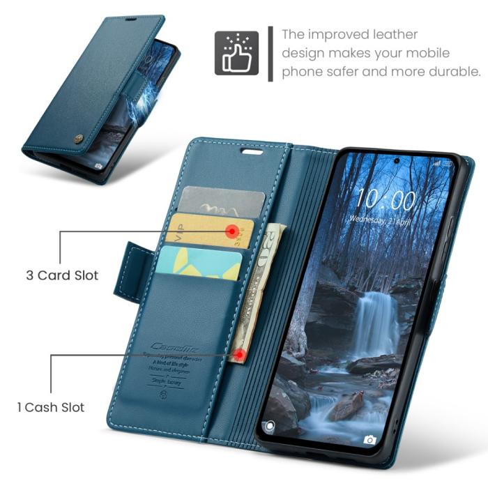 Bild 6, CASEME Xiaomi Redmi Note 14 5G Fodral RFID Läder Blå