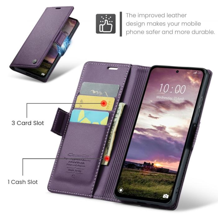 Bild 6, CASEME Xiaomi Redmi Note 14 5G Fodral RFID Läder Lila