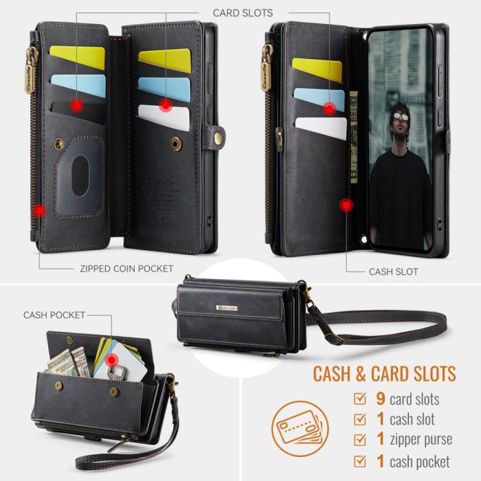 Bild 3, CASEME Galaxy S25 Fodral RFID Multifunktionell Läder Svart