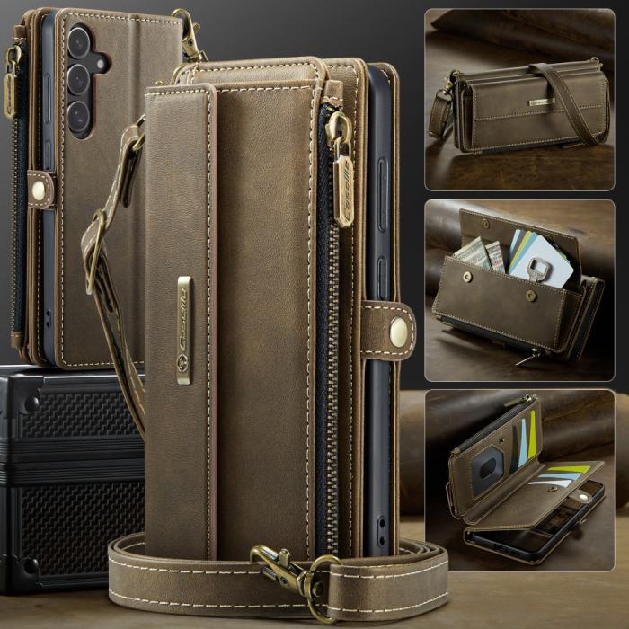 Bild 5, CASEME Galaxy S25 Fodral RFID Multifunktionell Läder Brun
