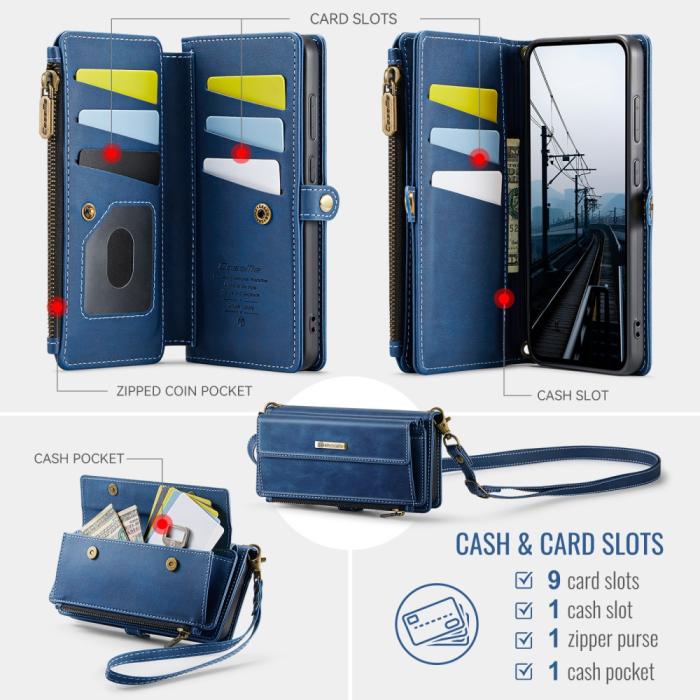 Bild 3, CASEME Galaxy S25 Fodral RFID Multifunktionell Läder Blå