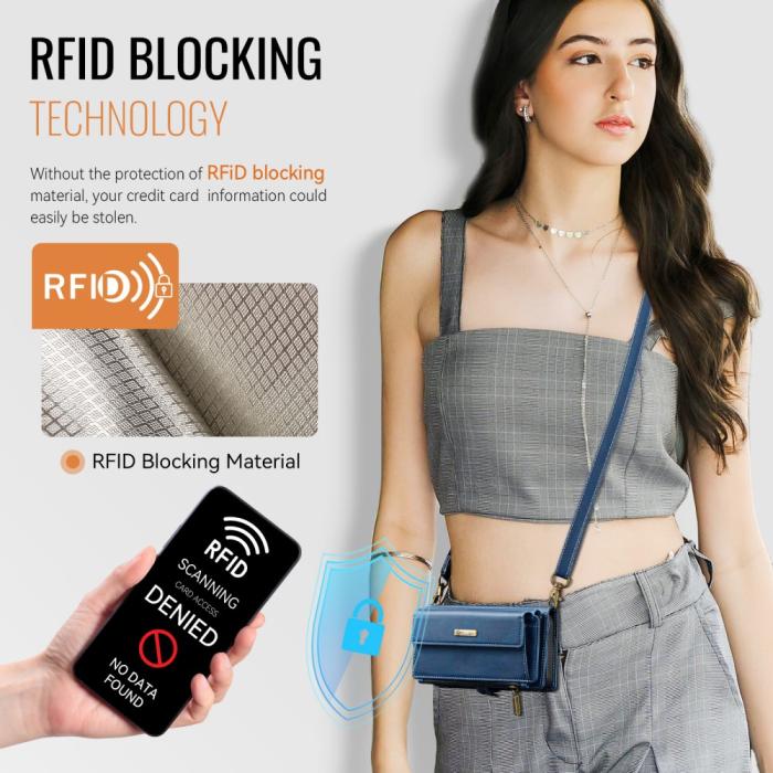 Bild 6, CASEME Galaxy S25 Fodral RFID Multifunktionell Läder Blå