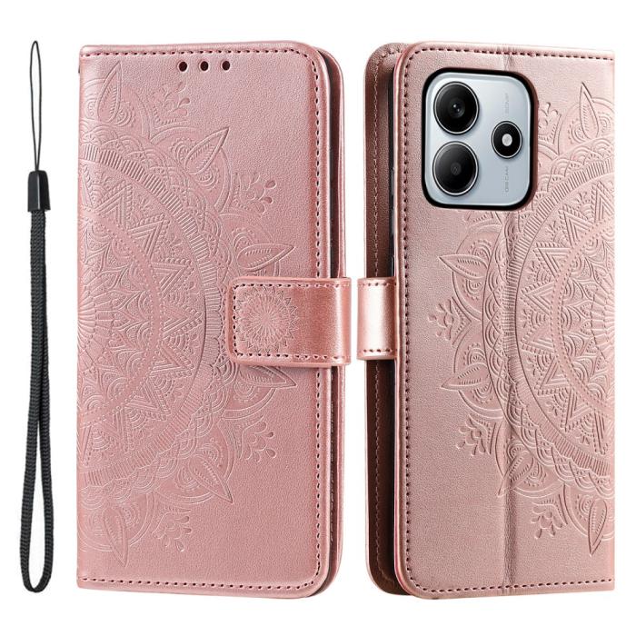 Bild 1, Xiaomi Redmi Note 14 5G Fodral Mandala Läder Roséguld