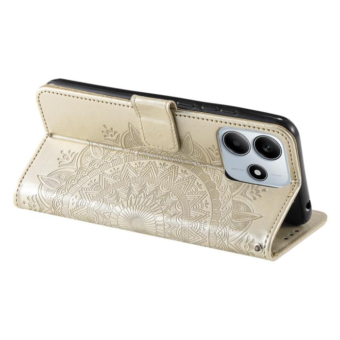 Bild 4, Xiaomi Redmi Note 14 5G Fodral Mandala Läder Guld