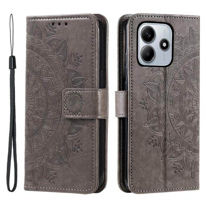 Bild 1, Xiaomi Redmi Note 14 5G Fodral Mandala Läder Grå