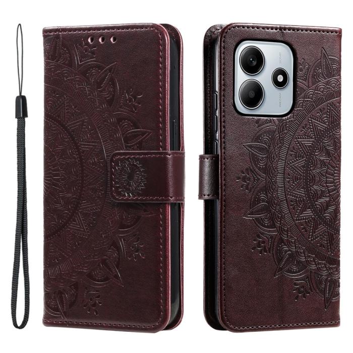Bild 1, Xiaomi Redmi Note 14 5G Fodral Mandala Läder Brun