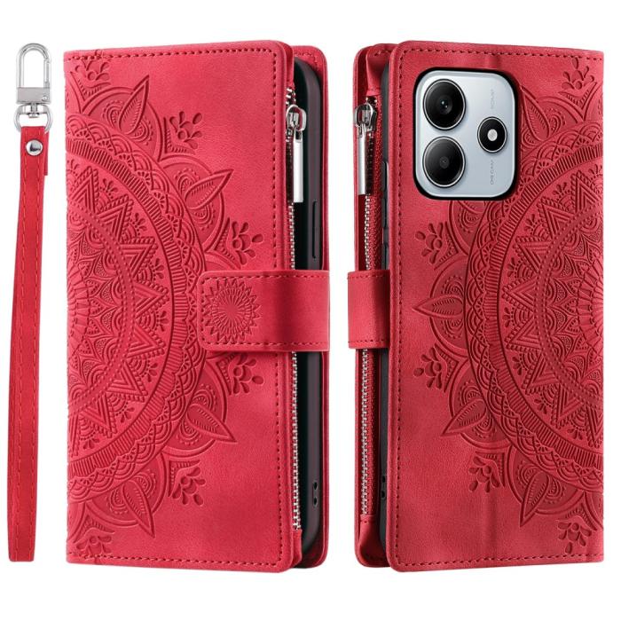 Bild 1, Xiaomi Redmi Note 14 5G Fodral Mandala Läder Röd