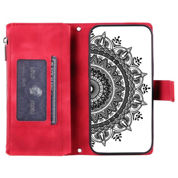 Bild 3, Xiaomi Redmi Note 14 5G Fodral Mandala Läder Röd