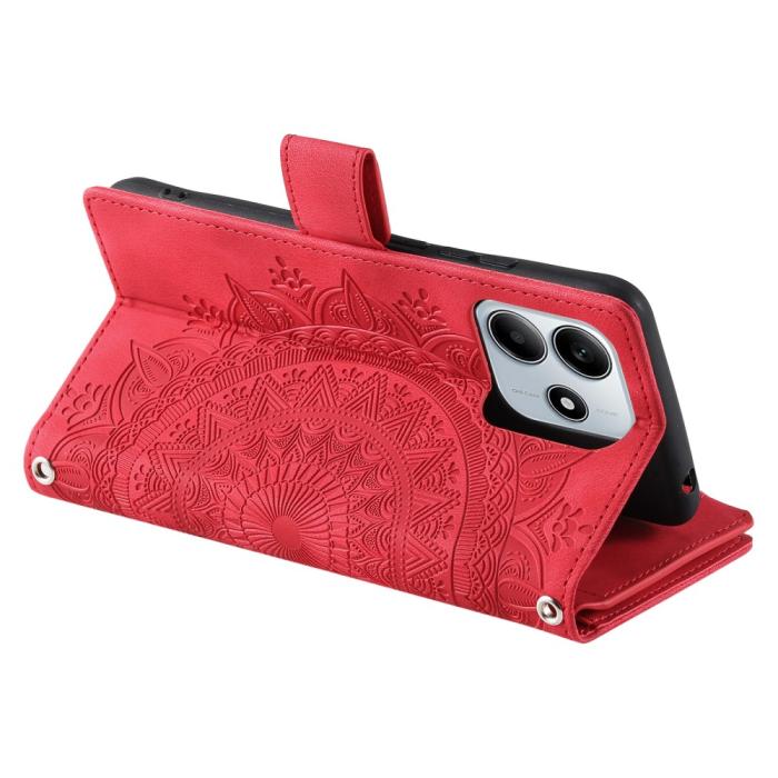 Bild 4, Xiaomi Redmi Note 14 5G Fodral Mandala Läder Röd