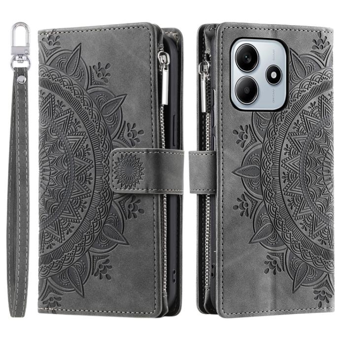 Bild 1, Xiaomi Redmi Note 14 5G Fodral Mandala Läder Grå