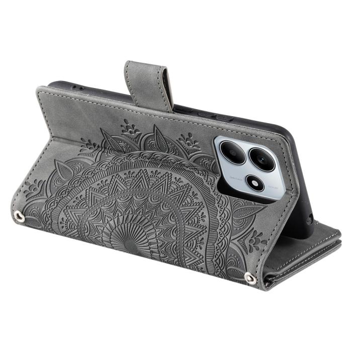Bild 4, Xiaomi Redmi Note 14 5G Fodral Mandala Läder Grå