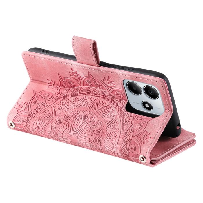 Bild 4, Xiaomi Redmi Note 14 5G Fodral Mandala Läder Roséguld