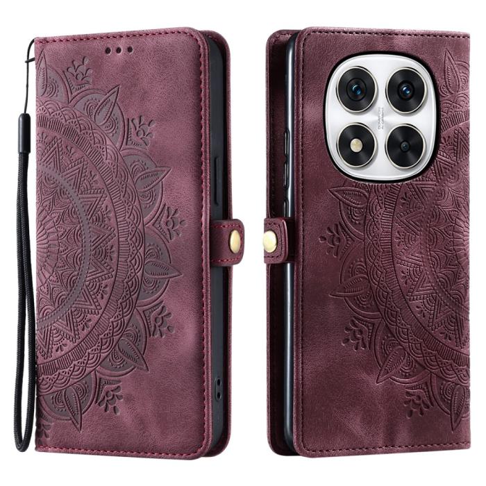 Bild 1, Xiaomi Redmi Note 14 Pro/Pro Plus 5G Fodral Mandala Vinröd