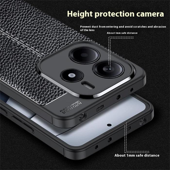 Bild 4, Xiaomi Redmi Note 14 4G Skal Litchi Textur Svart