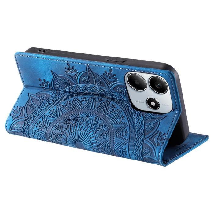 Bild 3, Xiaomi Redmi Note 14 4G Fodral Flip Mandala Läder Blå