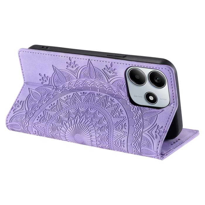 Bild 3, Xiaomi Redmi Note 14 4G Fodral Flip Mandala Läder Lila