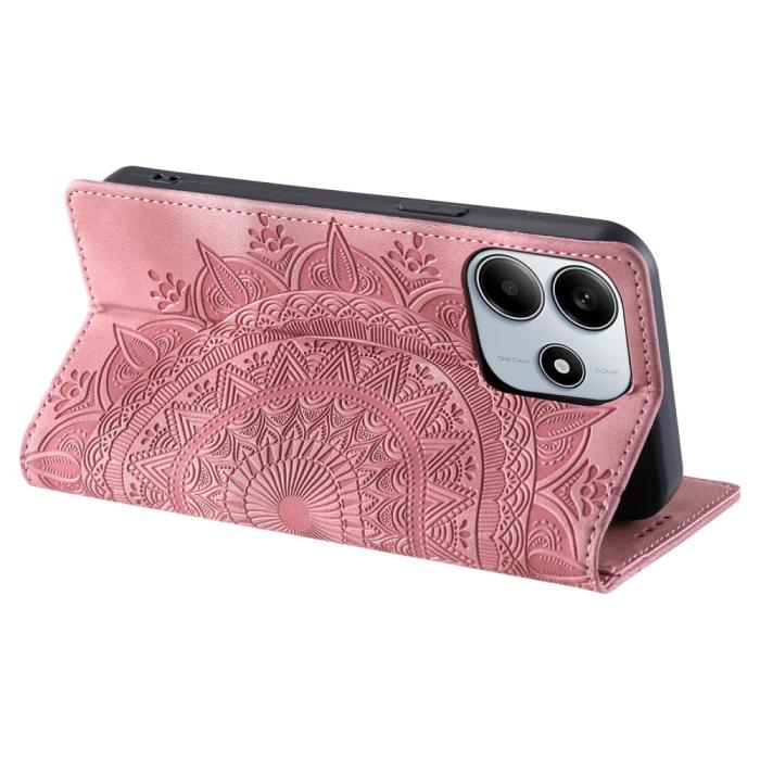 Bild 3, Xiaomi Redmi Note 14 4G Fodral Flip Mandala Läder Roséguld