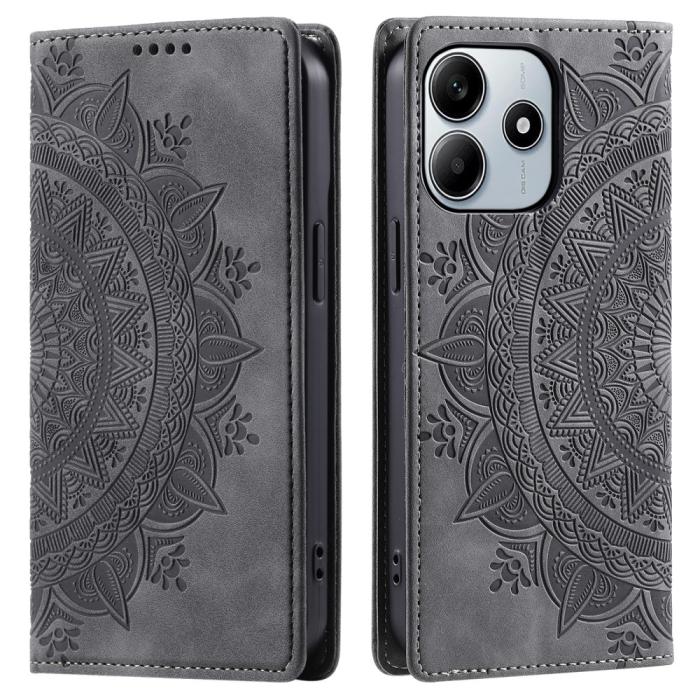 Bild 1, Xiaomi Redmi Note 14 4G Fodral Flip Mandala Läder Grå
