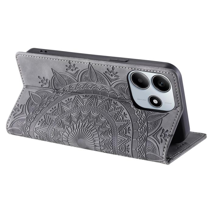 Bild 3, Xiaomi Redmi Note 14 4G Fodral Flip Mandala Läder Grå