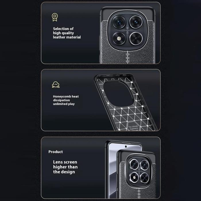 Bild 4, Xiaomi Redmi Note 14 Pro/Pro Plus 5G Skal Litchi Textur Svart