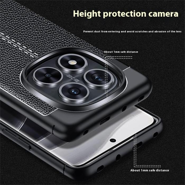 Bild 5, Xiaomi Redmi Note 14 Pro/Pro Plus 5G Skal Litchi Textur Svart