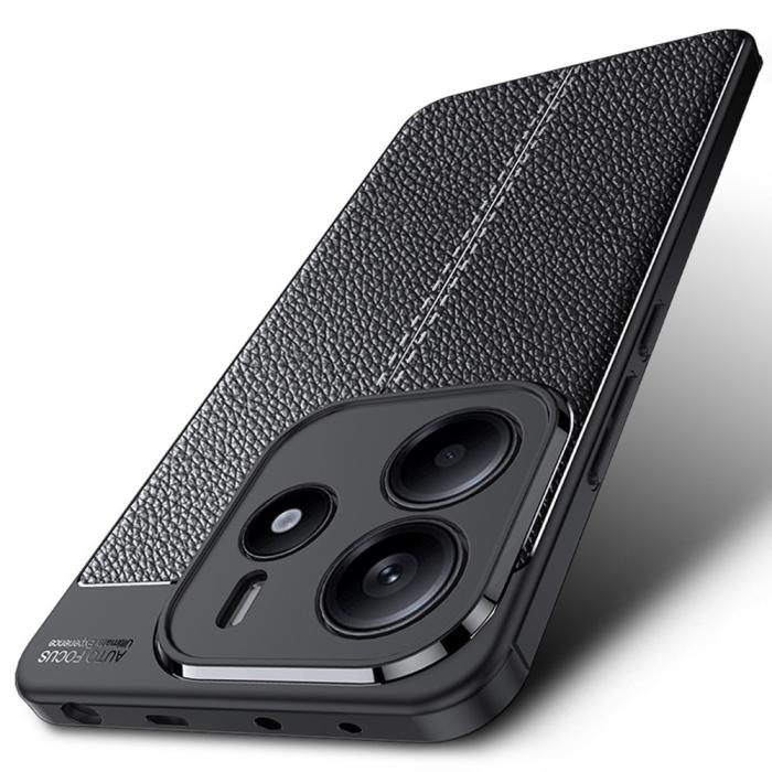 Bild 2, Xiaomi Redmi Note 14 5G Skal Litchi Textur Svart