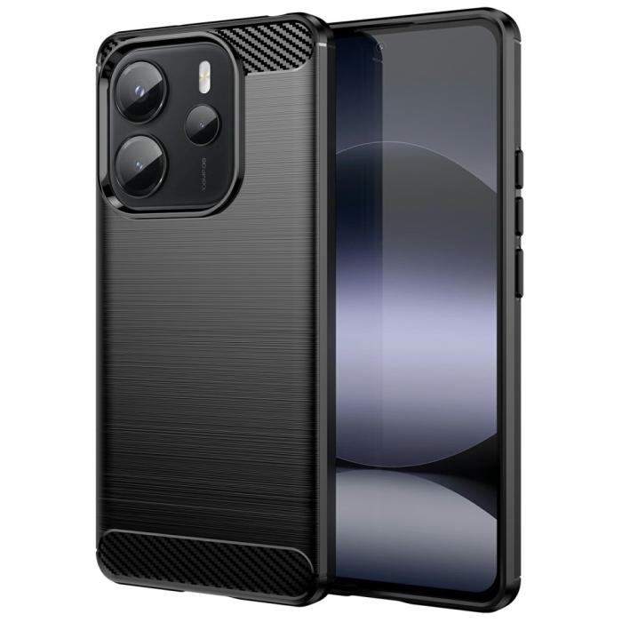Bild 1, Xiaomi Redmi Note 14 4G Skal Borstad Stål Textur Svart