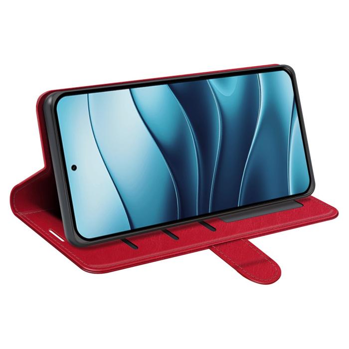 Bild 3, Xiaomi Redmi Note 14 4G Fodral Crazy Horse Läder Röd