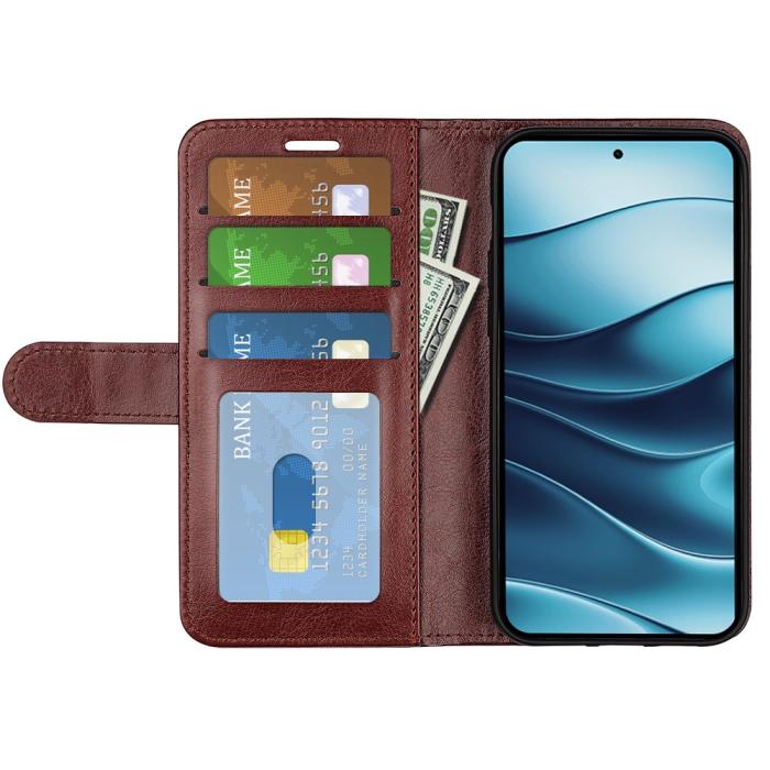 Bild 2, Xiaomi Redmi Note 14 4G Fodral Crazy Horse Läder Brun