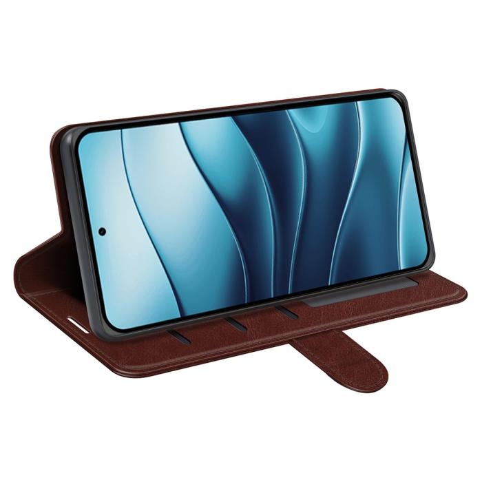 Bild 3, Xiaomi Redmi Note 14 4G Fodral Crazy Horse Läder Brun