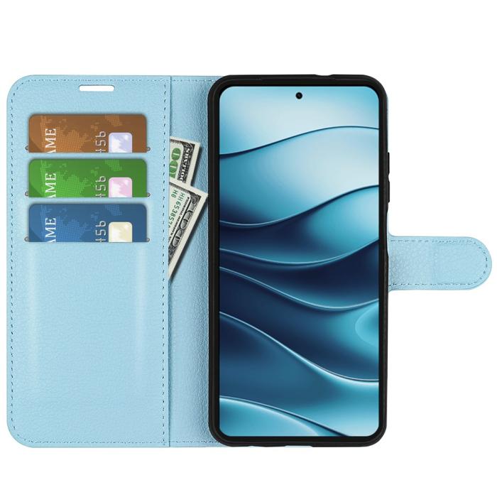 Bild 2, Xiaomi Redmi Note 14 4G Fodral Litchi Läder Blå