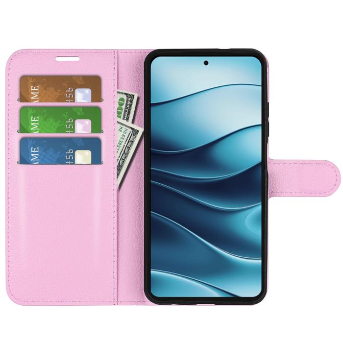 Bild 2, Xiaomi Redmi Note 14 4G Fodral Litchi Läder Ljus Rosa