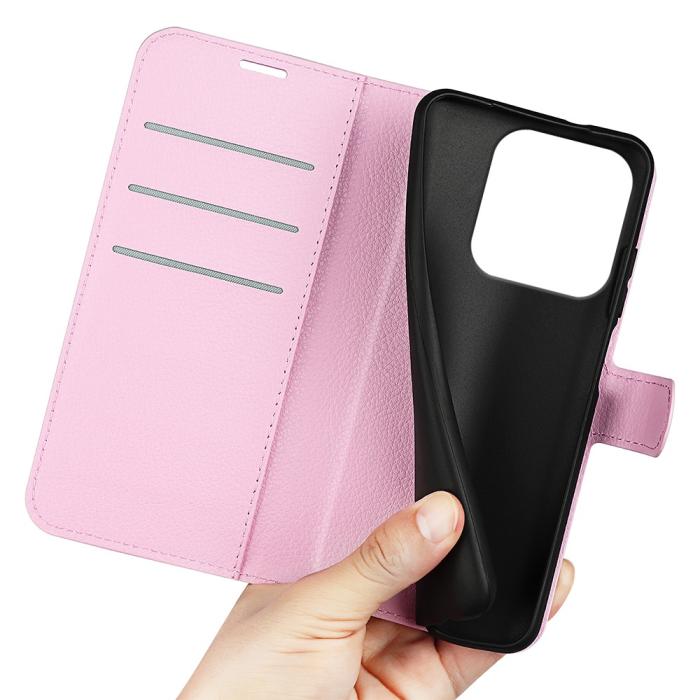 Bild 4, Xiaomi Redmi Note 14 4G Fodral Litchi Läder Ljus Rosa