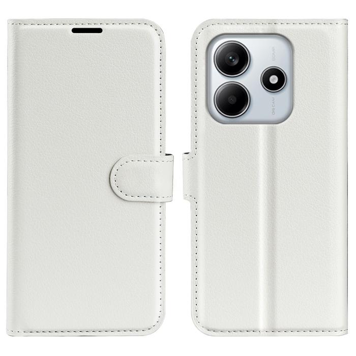 Bild 1, Xiaomi Redmi Note 14 4G Fodral Litchi Läder Vit