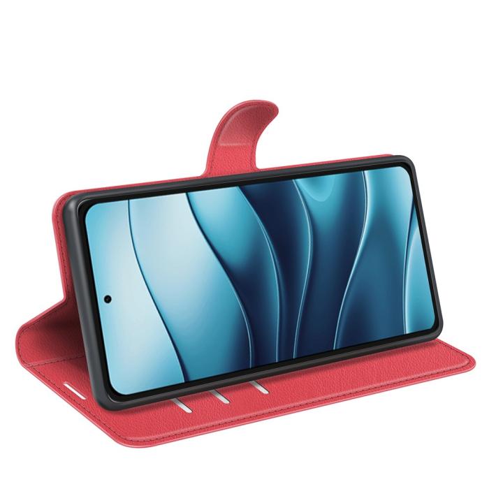 Bild 3, Xiaomi Redmi Note 14 4G Fodral Litchi Läder Röd