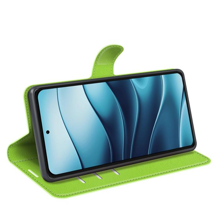 Bild 3, Xiaomi Redmi Note 14 4G Fodral Litchi Läder Grön