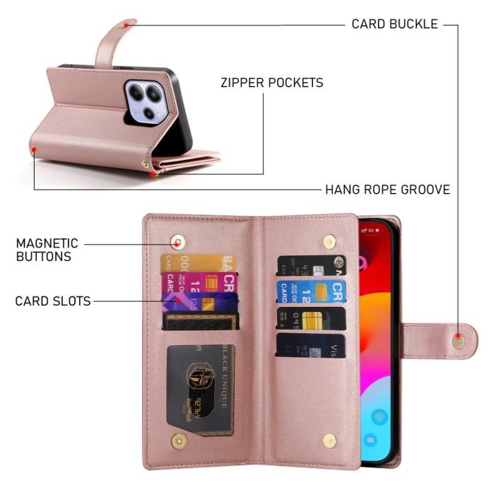 Bild 3, Xiaomi Redmi Note 14 4G Fodral Multifunktionell Roséguld